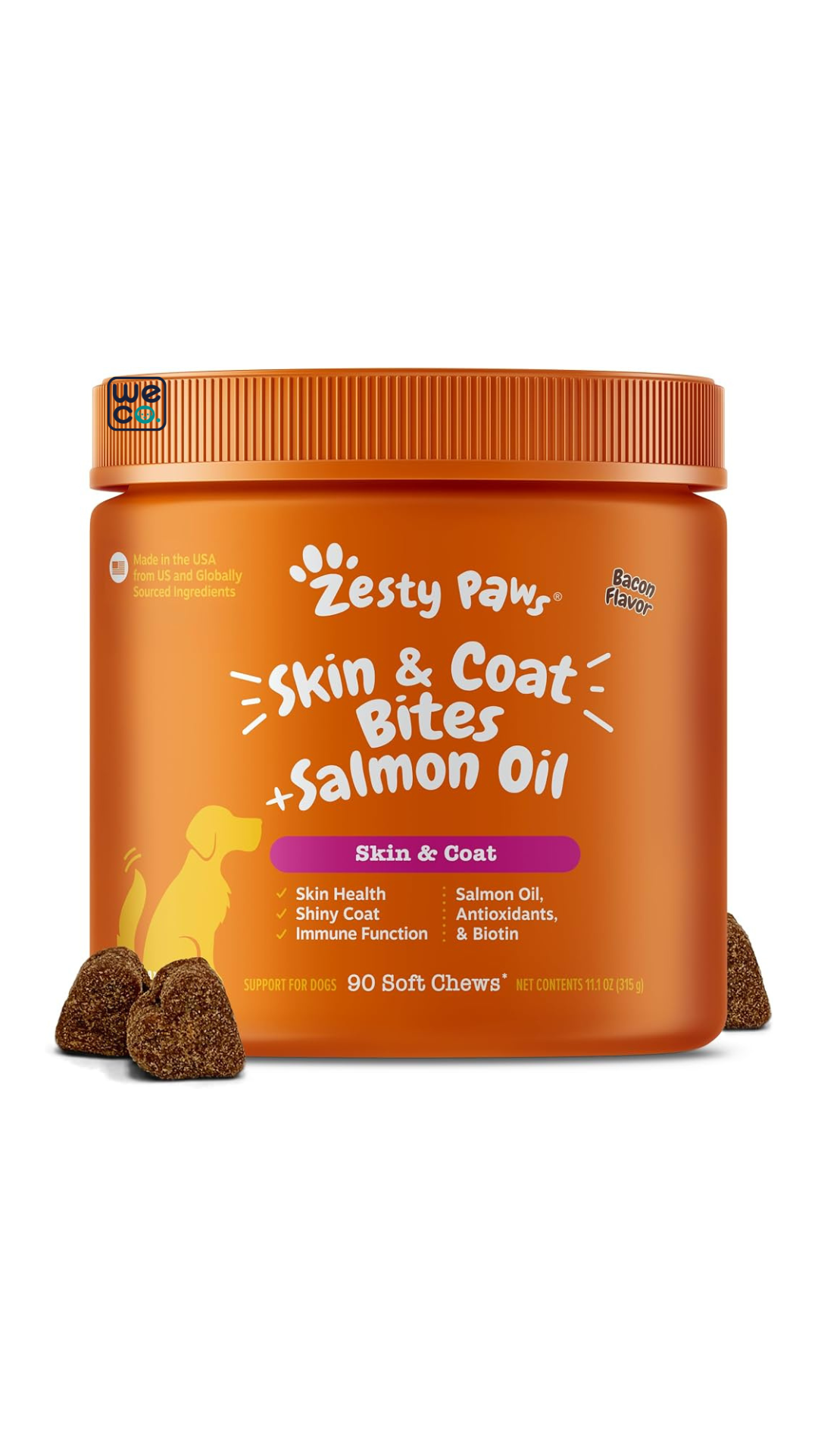 مکمل پوست و مو Skin&coat + salmon oil با طعم بيکن Zesty paw