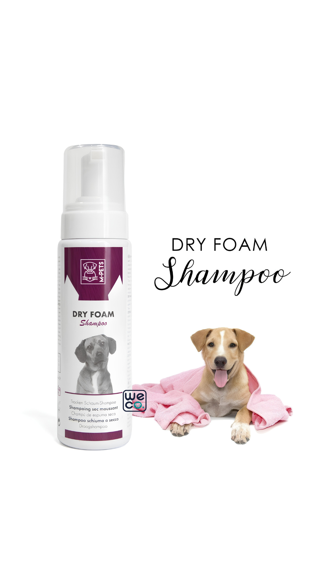 فوم تميز کننده بدون نياز به آب 230 ميل  M-pets dry foam