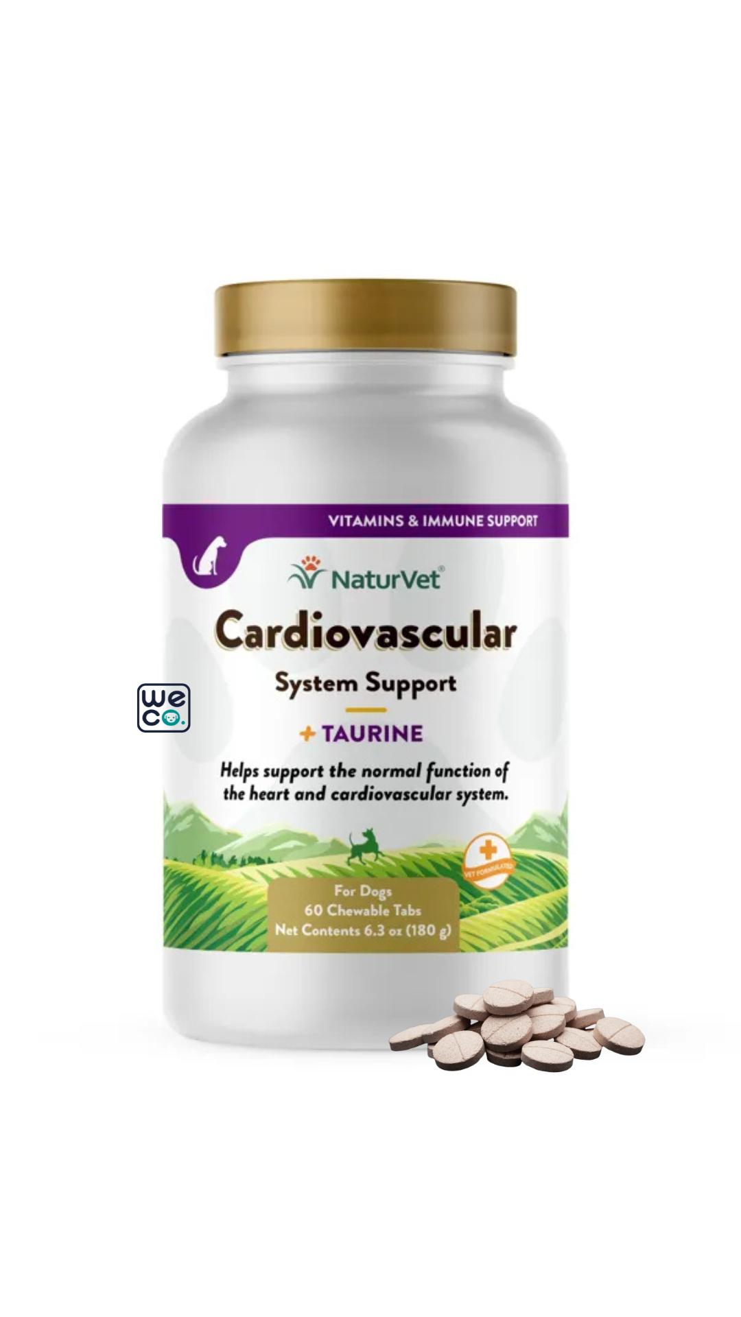 قرص Cardiovascular NaturVet قوطي 90 عددي