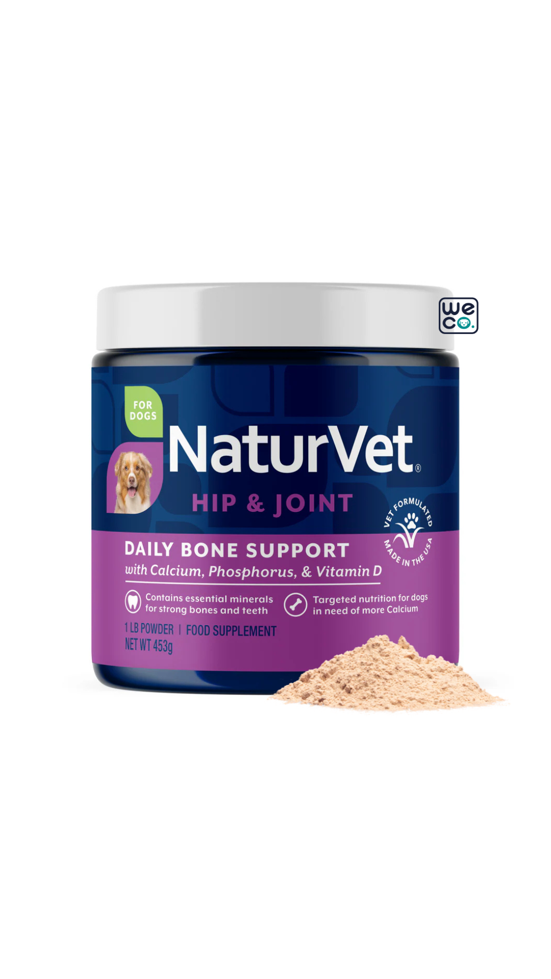 پودر Hip & Joint NaturVet قوطي 453 گرمي