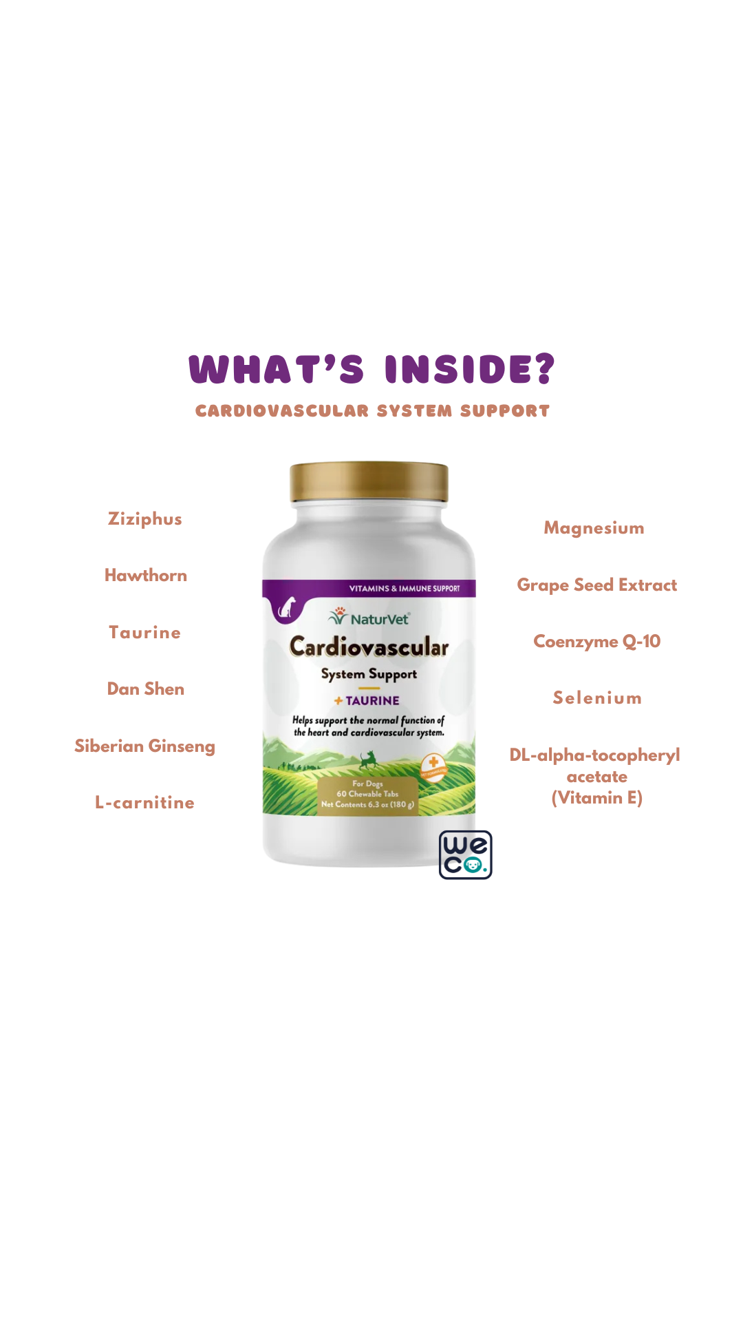قرص Cardiovascular NaturVet قوطي 90 عددي