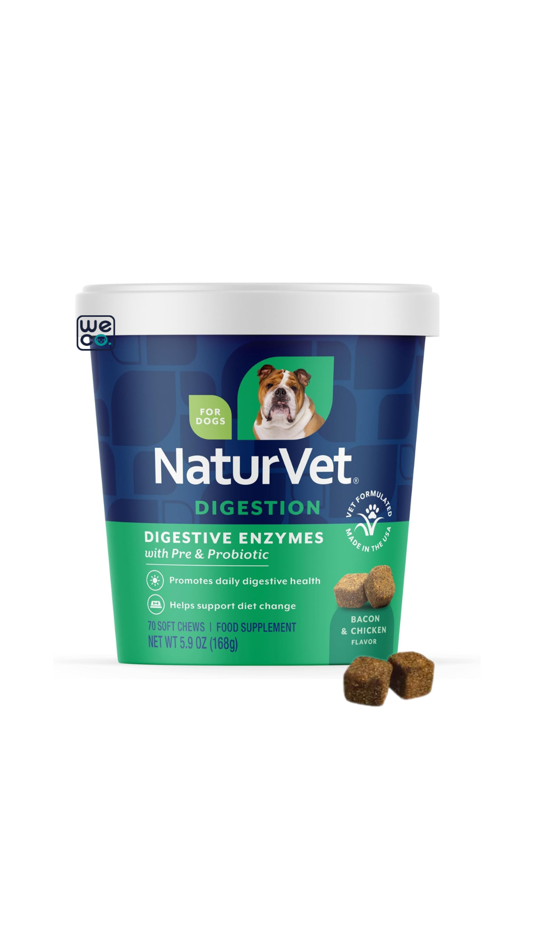 مکمل آنزيم هاي گوارشي Digestion NaturVet قوطي 70 عددي