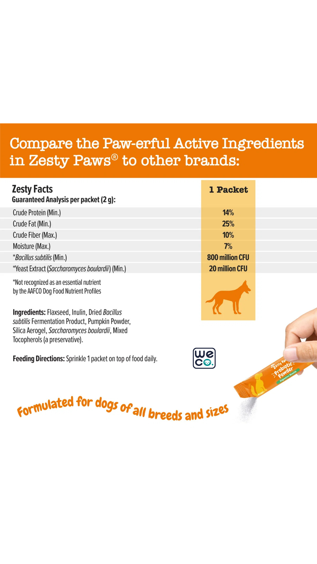 مکمل پروبیوتیک ساشه ای با طعم کدوحلوايي Zesty paws هر عدد