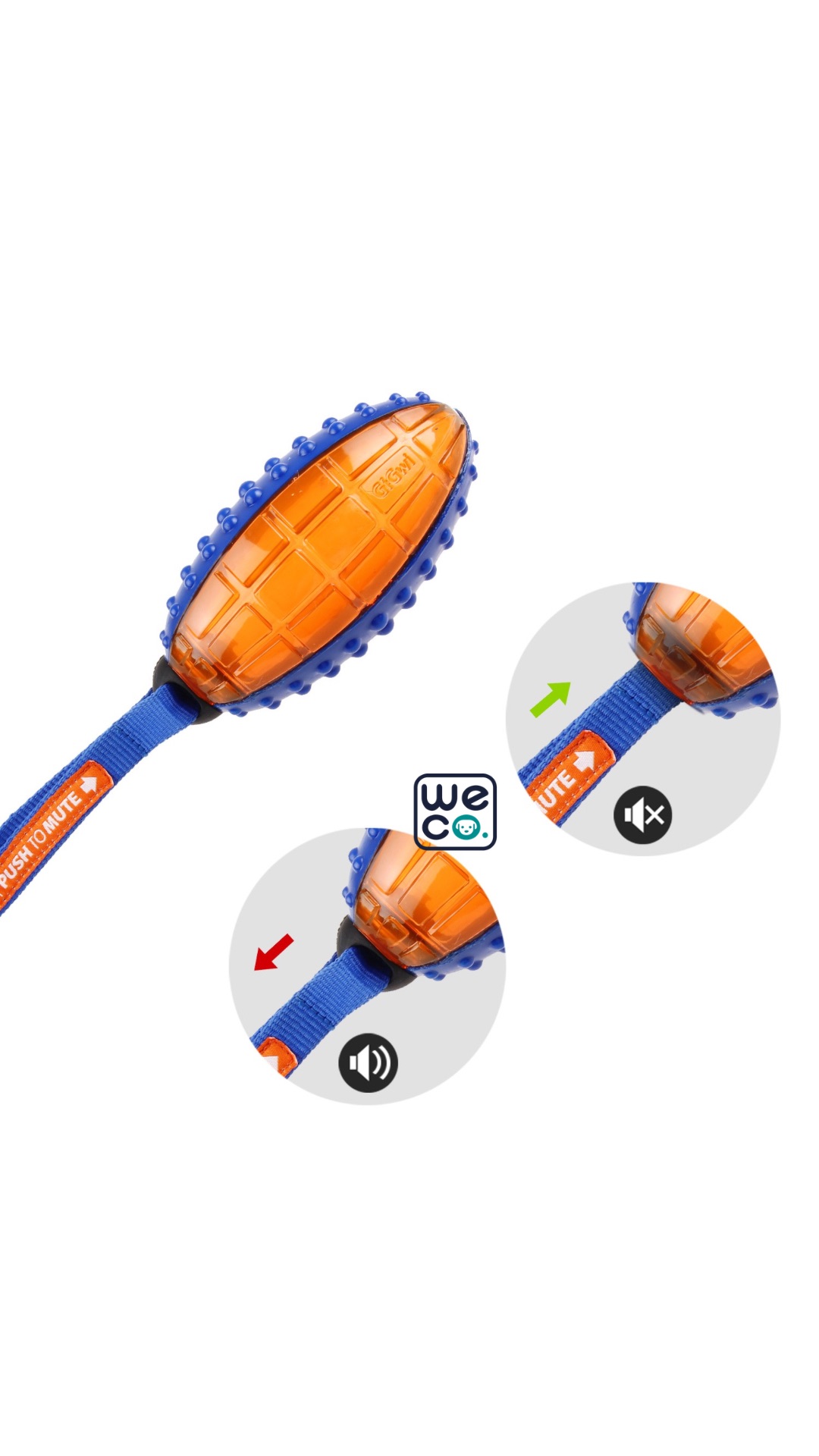 Gigwi Rugby Ball- Push to Mute