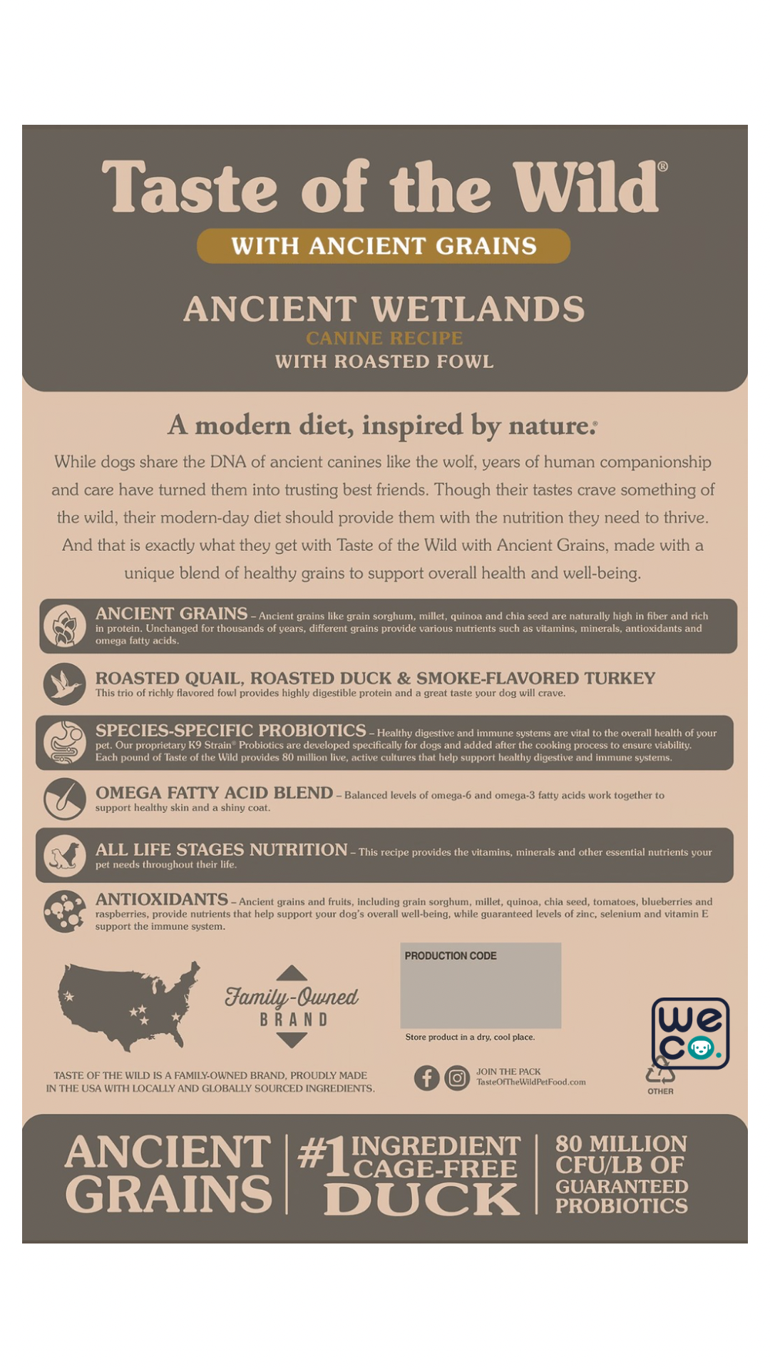 غذای خشک Taste Of The Wildمدل Ancient wetland