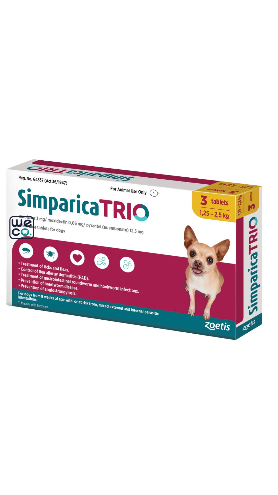 قرص ضد کک و کنه سیمپریکا تریو Simparica TRIO