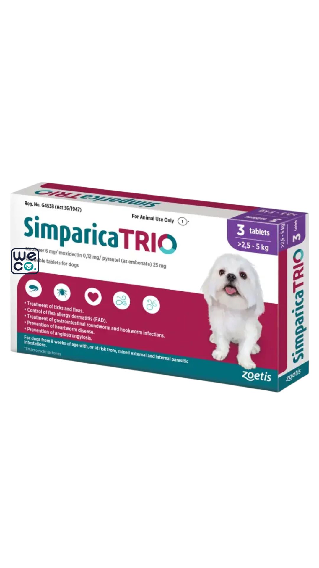 قرص ضد کک و کنه سیمپریکا تریو Simparica TRIO