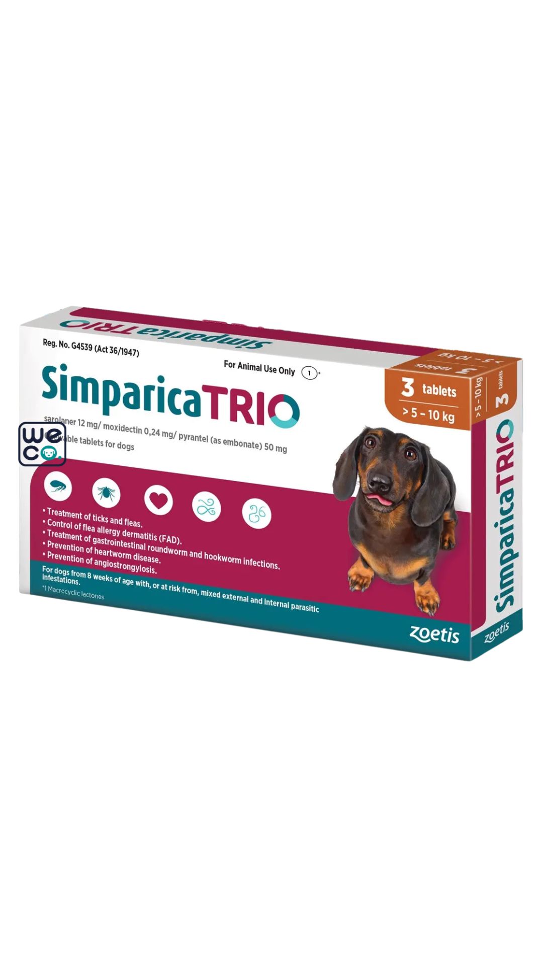 قرص ضد کک و کنه سیمپریکا تریو Simparica TRIO