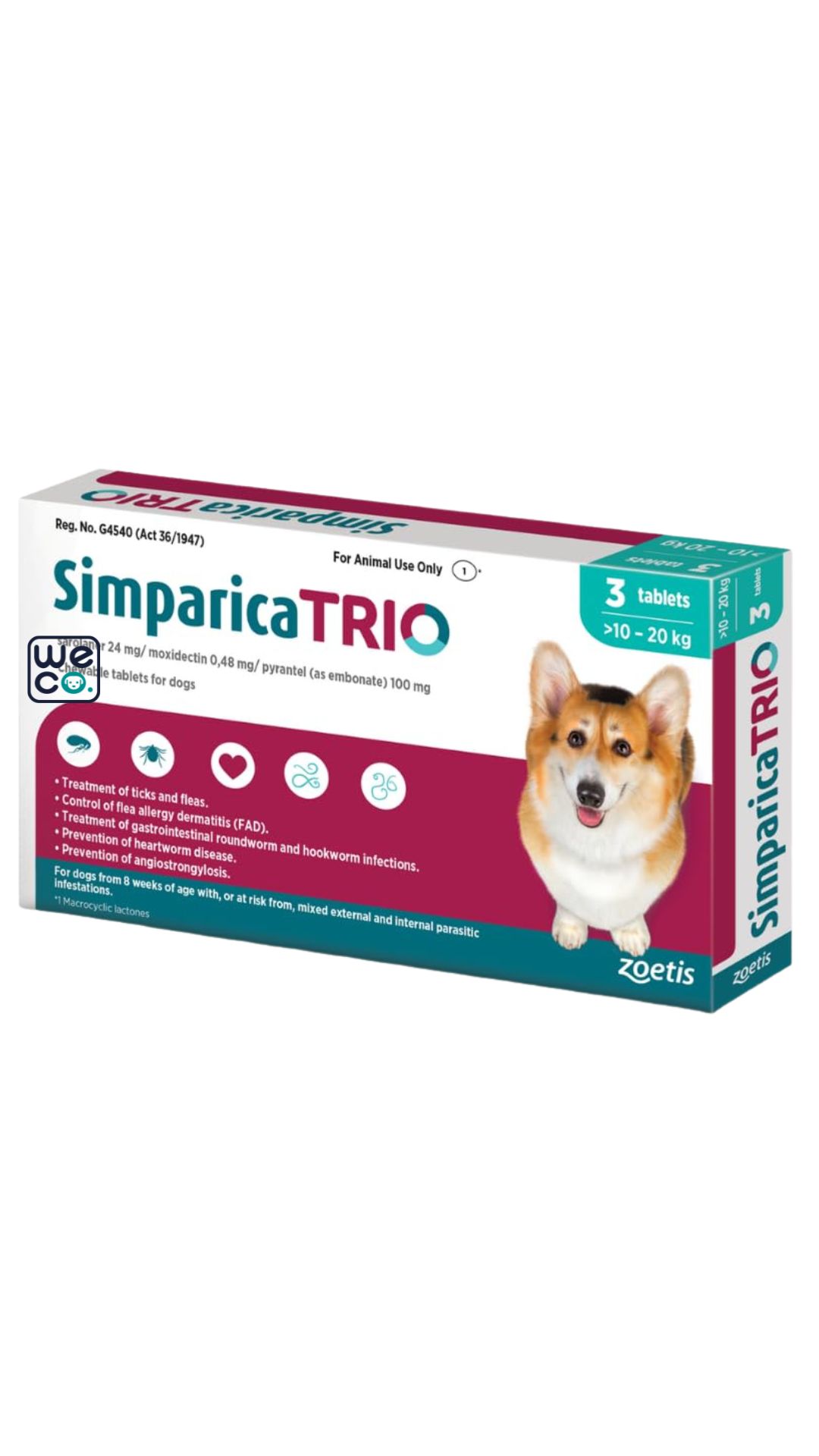 قرص ضد کک و کنه سیمپریکا تریو Simparica TRIO