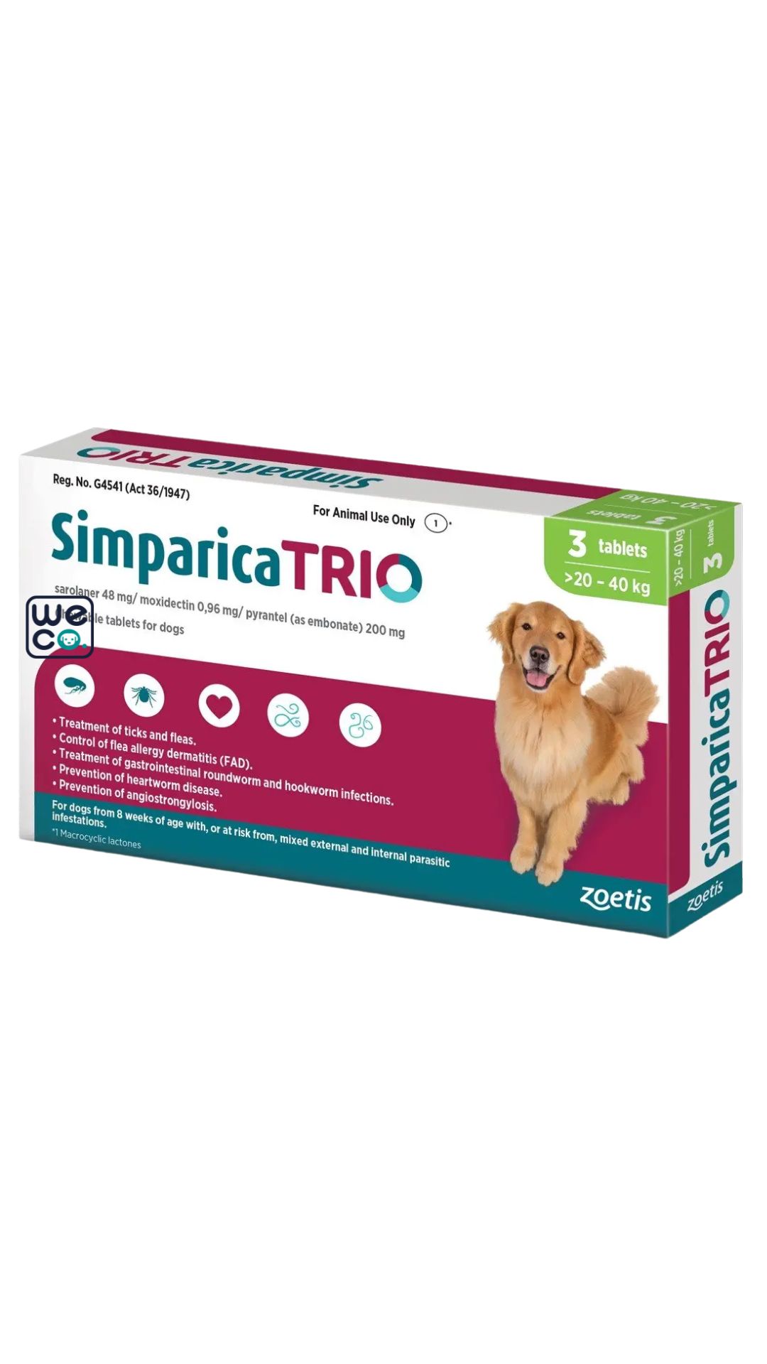 قرص ضد کک و کنه سیمپریکا تریو Simparica TRIO