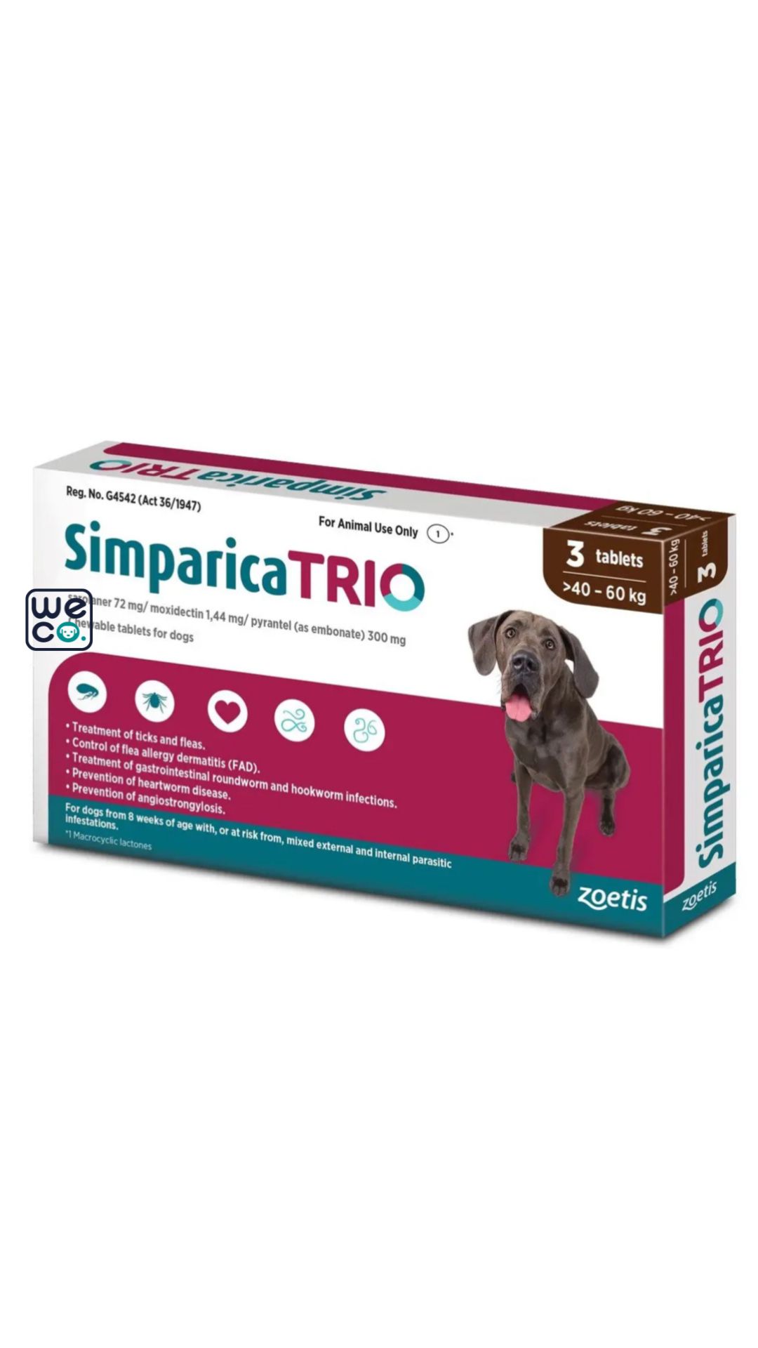قرص ضد کک و کنه سیمپریکا تریو Simparica TRIO