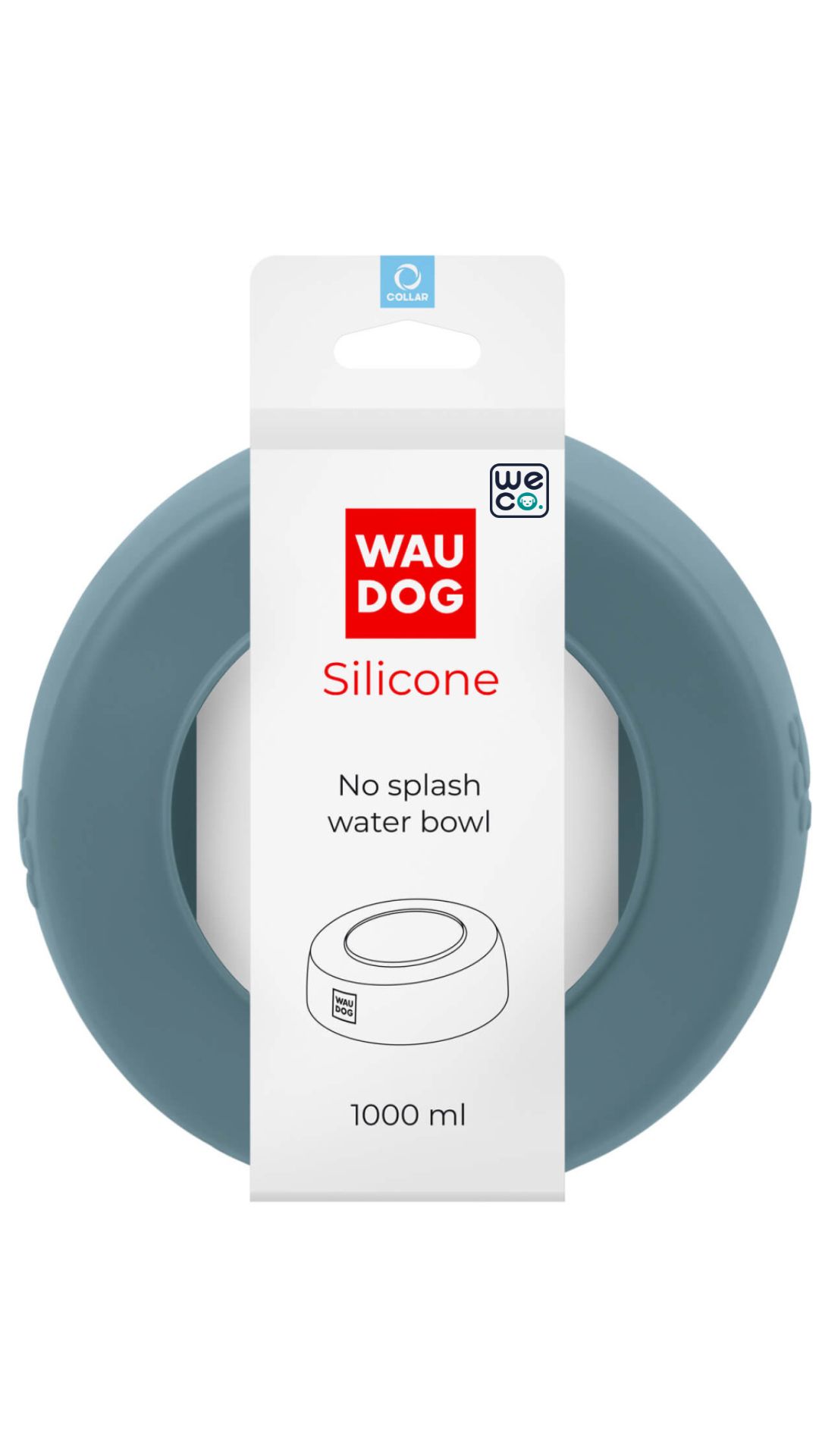 ظرف آب و غذا WauDog مدل Silicon No Splash 1L